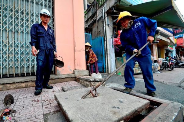 thông tắc cống tại phường ô chợ dừa