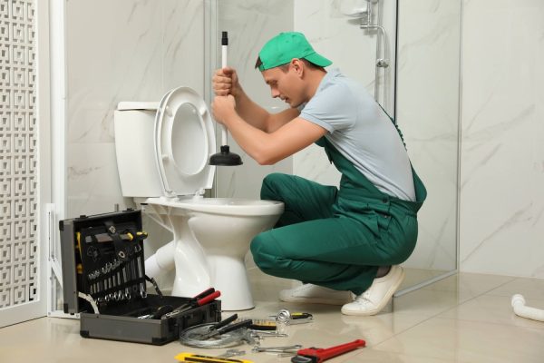 thông tắc bồn cầu bằng pittong hiệu quả